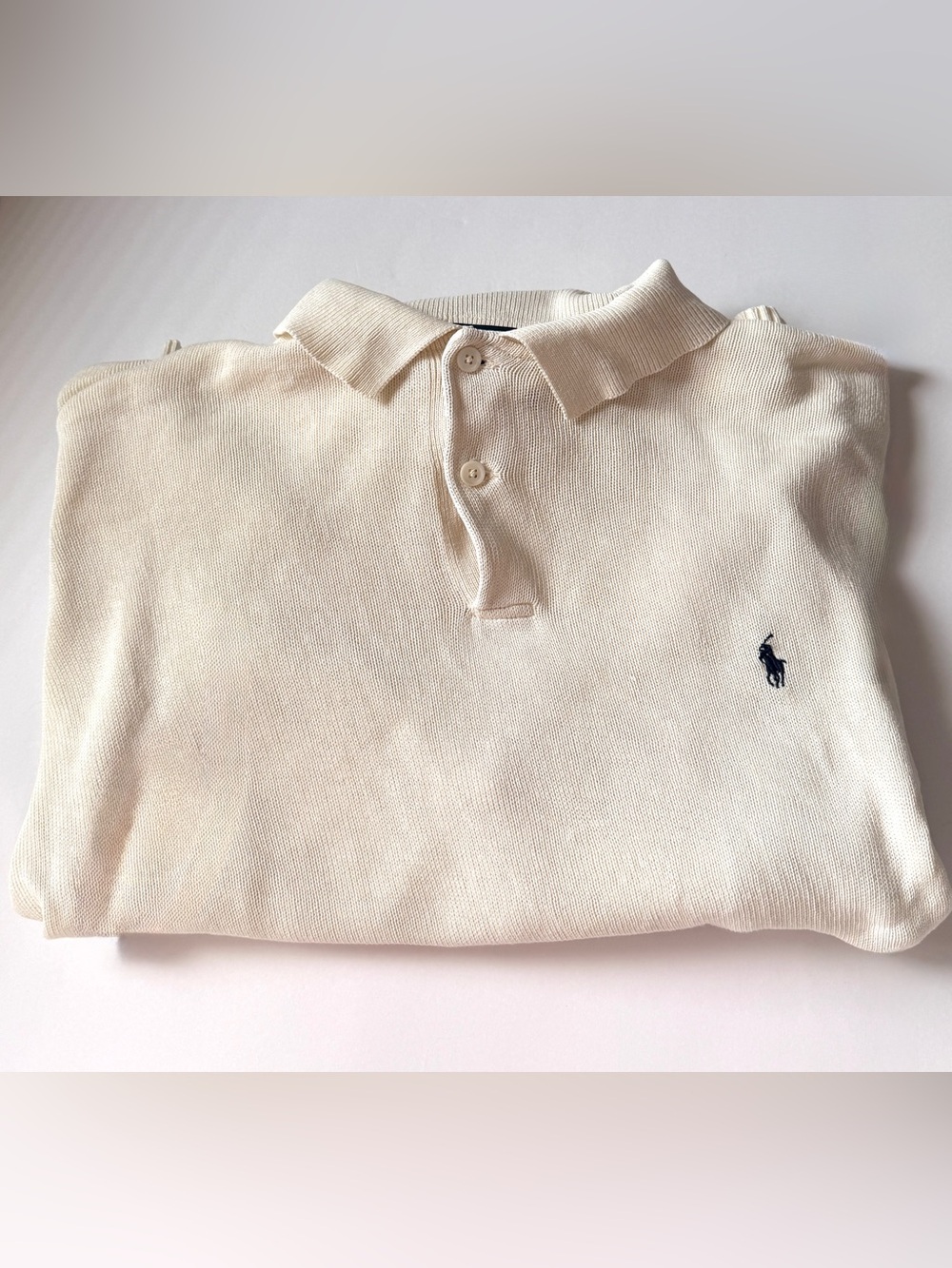 Ralph Lauren Men’s Cream Polo-Collar Sweater